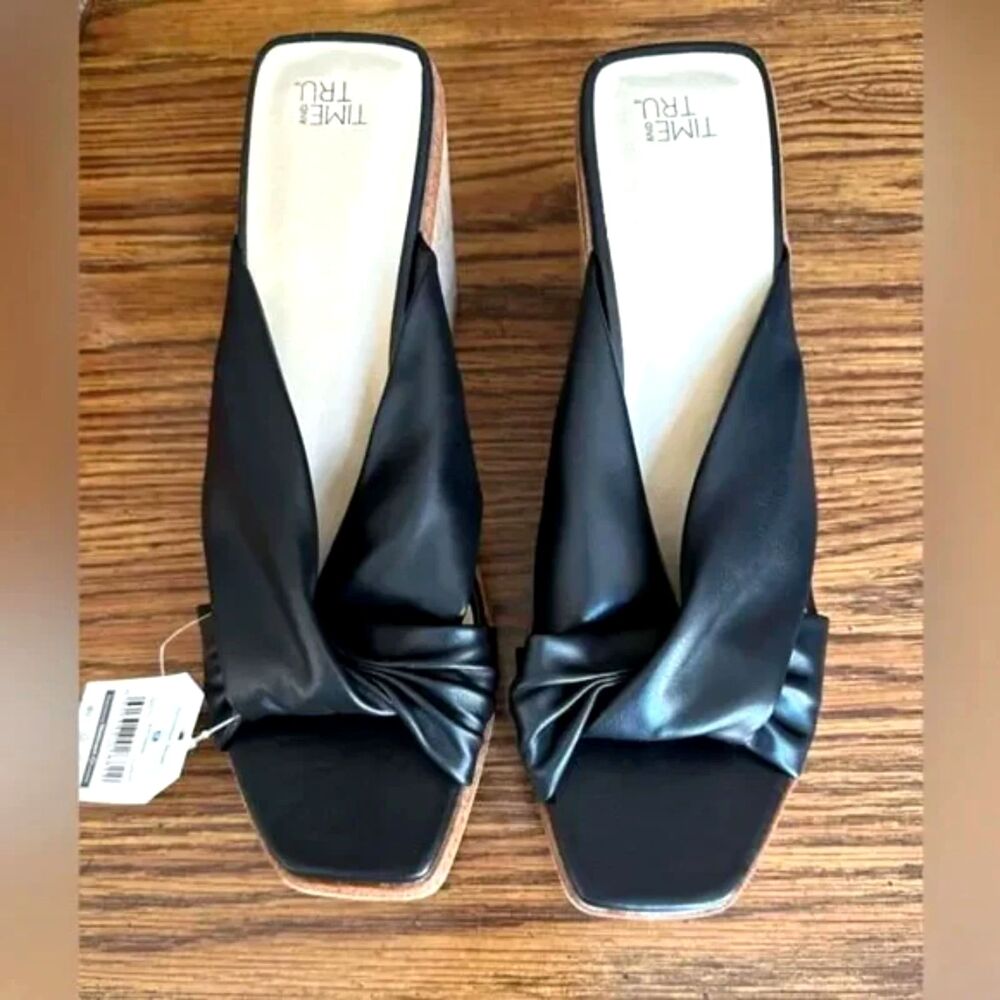Wedge High Heel Sandals . Size: 10 . Black . Time and Tru . New w/ Tags